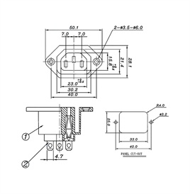 IC-212A-S C13 Power Soket Dişi Kulaklı - UL Sertifikalı