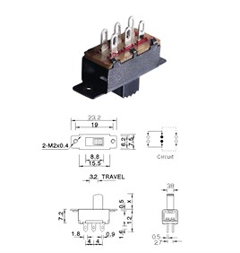 IC-208 Slide Switch ON-OFF 6P