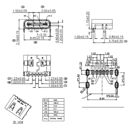 IC-266B-3 Type-C Şase Dişi 6 Pin
