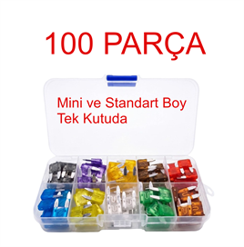 IC-274B Kutulu Mini & Standart Karışık Oto Bıçak Sigorta Seti 100 Parça