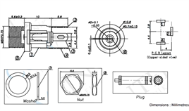 IC-258A DC Jak Üstten Somunlu 2.1mm Ø8mm