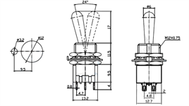IC-148G Toggle Switch ON-OFF Ø12mm MTS-202L