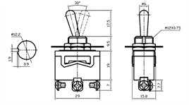 IC-155 Toggle Switch 3P MOM-OFF-MOM Ø12mm KN3C-123
