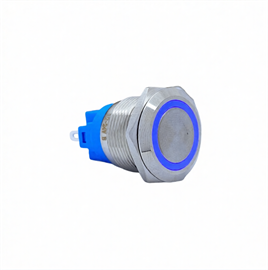 E57 19MM METAL BUTON YAYLI 12-24V MAVİ LED 1NO/1NC