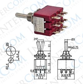 IC-148B Toggle Switch ON-OFF-ON Ø6mm MTS-303