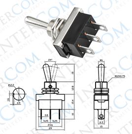 IC-151E-2 Metal Geçişli Anahtar İki Tarafa Yaylı 25 AMPER ON-OFF-ON