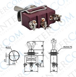 IC-155S SWION Toggle Switch 3P MOM-OFF-MOM Ø12mm XT-13BF