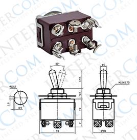 IC-158 Toggle Switch 6P ON-OFF-ON Ø12mm KN3C-203