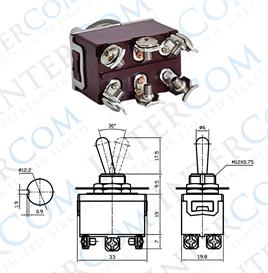 IC-158A Toggle Switch 15AMP 6P OFF-MOM Ø12mm KN3C-212