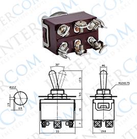 IC-160 Toggle Switch 6P MOM-OFF-MOM Ø12mm KN3C-223