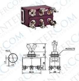 IC-160S SWION Toggle Switch 15AMP 6P MOM-OFF-MOM Ø12mm XT-23BF