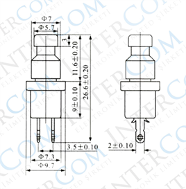 IC-178 Buton Ø7mm Normalde Kapalı (Ters Kontak)