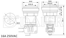 IC-180J Atari Butonu 24mm 12V LEDli Kafa 43mm