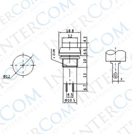 IC-187 Buton Ø12mm Normalde Kapalı (Ters Kontak)