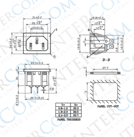 IC-212B C14 Power Soket Erkek Kulaksız AS-04
