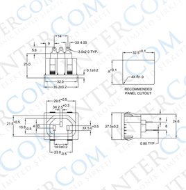 IC-212D C13 Power Soket Dişi Kulaksız  AS-04F