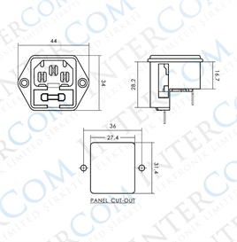 IC-213B C14 Power Soket Erkek Çift Fuseli Kulaklı
