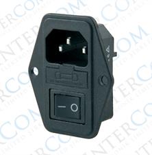 IC-214 C14 Power Soket Erkek Anahtarlı Fuseli Kulaklı AS-10E