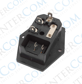 IC-214 C14 Power Soket Erkek Anahtarlı Fuseli Kulaklı AS-10E
