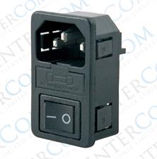 IC-214A C14 Power Soket Erkek Anahtarlı Fuseli Kulaksız AS-10
