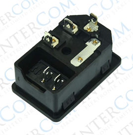 IC-214A C14 Power Soket Erkek Anahtarlı Fuseli Kulaksız AS-10