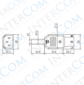 IC-215 C14 Power Fiş Seyyar Erkek AC-10M