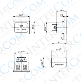 IC-215A1-2 C20 Power Soket Erkek Kulaksız