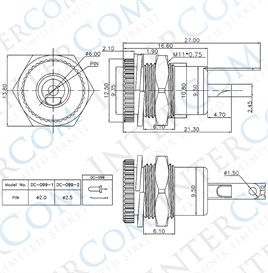 IC-258D DC Jak 2.1mm Metal Ø12mm