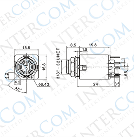 IC-261G-1 6,3mm Stereo Jack Dişi Şase 180° 5P