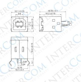 IC-263 USB Şase B Tip 180°Dişi