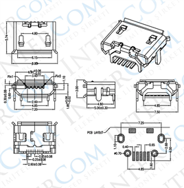 IC-266A-1 Mikro USB 4 Şaseli Mini 5 Pin