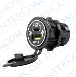 IC-266C-5 Pano Tipi USB 3.0 + Type-C Soket 12-24V - TYPE-C 30W - USB 18W