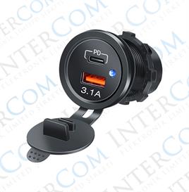 IC-266C-7 PANO TİP İKİLİ USB USB3.0 + TYPE-C SOKET 12-24V MAVİ