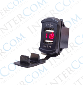 IC-266D-3 Marin Tip Voltmetreli İkili USB 12-24V - 5V/4,2A