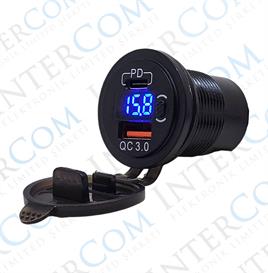 IC-266D-6 Pano Tip Voltmetreli 2li Usb 3.0 + Type-C Butonlu