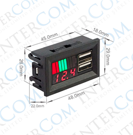 IC-278C Dijital Voltmetre USB Çıkışlı Akü Göstergeli DC 12v - 3,5amp