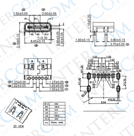 IC-266B-3 Type-C Şase Dişi 6 Pin