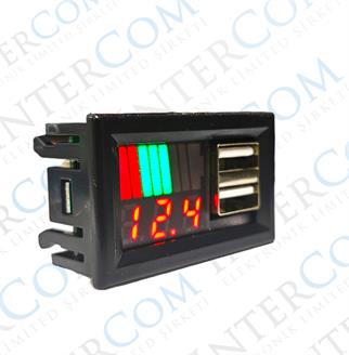 IC-278C Dijital Voltmetre USB Çıkışlı Akü Göstergeli DC 12v - 3,5amp