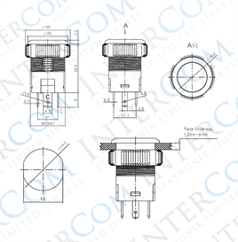 IPS19-10ZT  19mm Plastik LEDli Kalıcılı Power simgeli Buton