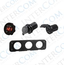 VOLTMETRE + ÇAKMAK GİRİŞİ + 2Lİ USB + 3LÜ KULAK  PANO TİP 28MM