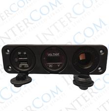 VOLTMETRE + ÇAKMAK GİRİŞİ + 2Lİ USB + 3LÜ KULAK  PANO TİP 28MM