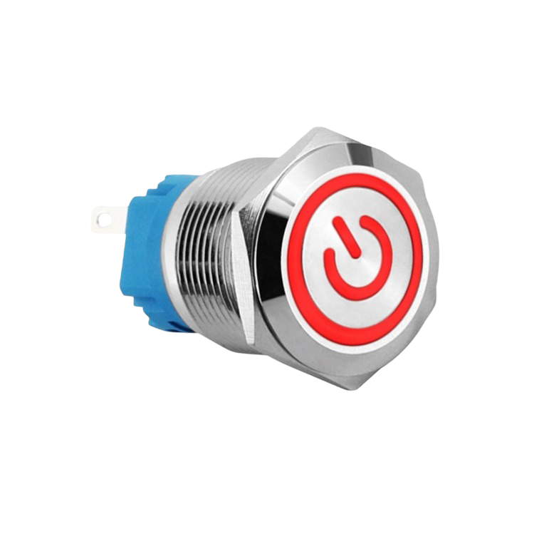 E1T 19MM METAL BUTON KALICILI 12-24V KIRMIZI LED 1NO/1NC