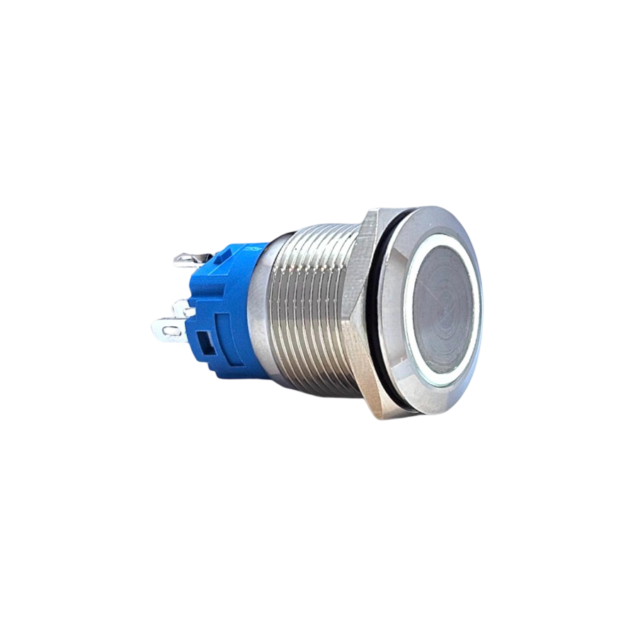 E59 19MM METAL BUTON YAYLI 12-24V BEYAZ LED 1NO/1NC