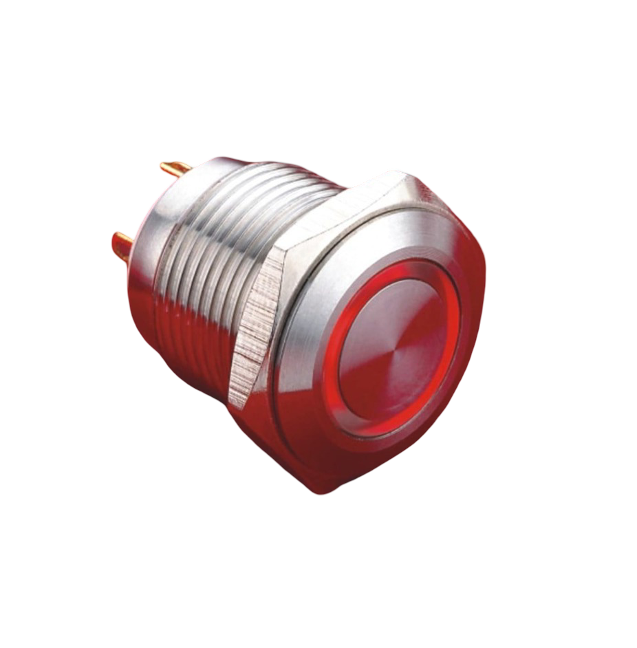 GQ16F-10E 16mm Metal LED'li Yaylı IP65