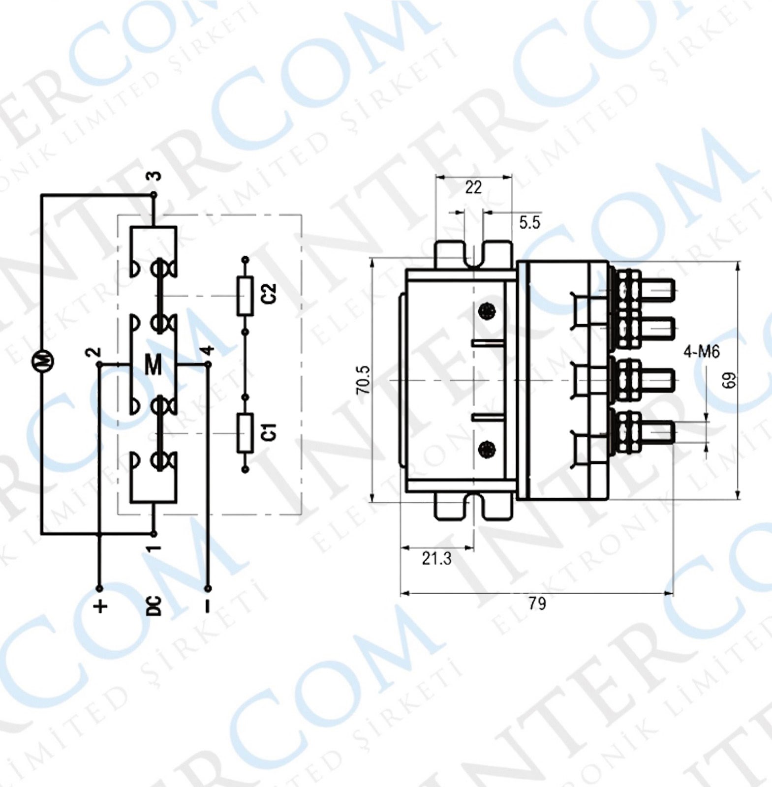 250A Selenoid Röle - 12V/24V Ağır Hizmet Tipi, 4 Kutuplu M6 Vinç