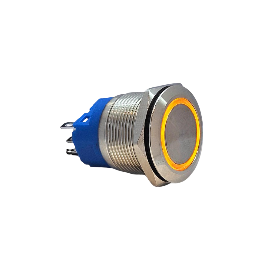 E75 22MM METAL BUTON YAYLI 12-24V TURUNCU LED 1NO/1NC