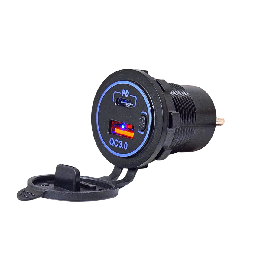 IC-266C-6 PANO TİP İKİLİ USB3.0 + TYPE-C SOKET 12-24V BUTONLU MAVİ LED