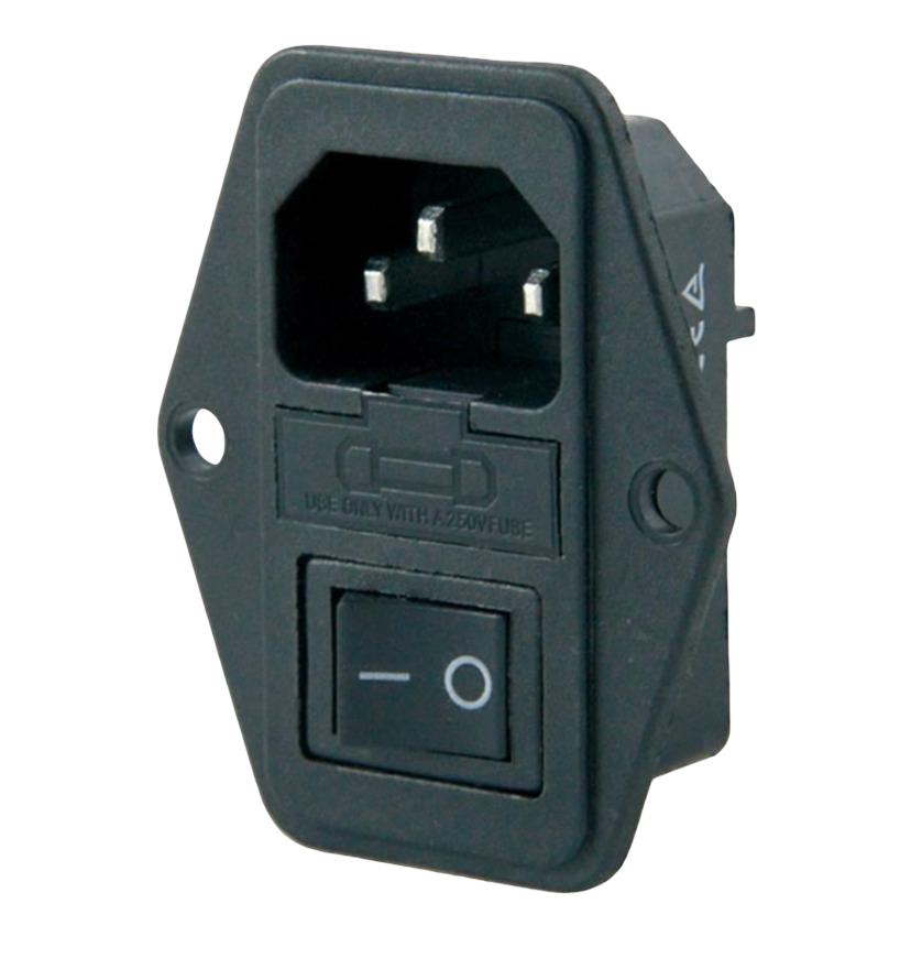 IC-214 C14 Power Soket Erkek Anahtarlı Fuseli Kulaklı AS-10E