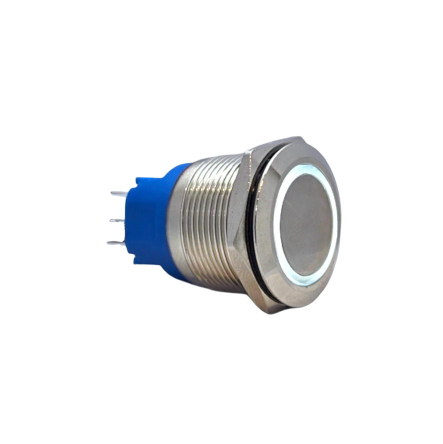 E87 22MM METAL BUTON YAYLI 12-24V BEYAZ LED 1NO/1NC