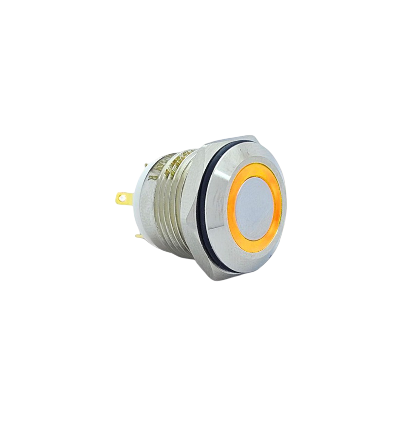 E38 16MM METAL BUTON YAYLI 12-24V TURUNCU LED 1NO